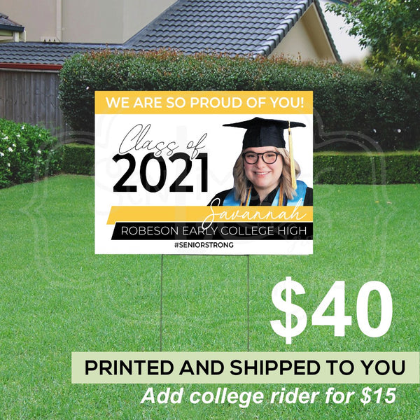 Custom Senior Yard Sign - Photo Cutout and Choose Your School with colors