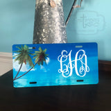 Tropical Oasis License Plate with Monogram