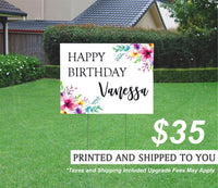Birthday Yard Sign - Floral Accents