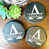 Slate Coaster - Circle with Custom Monogram/Design - Cup Coaster - Drink table guard