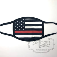 Thin Red Line American Flag Print Cloth Face Mask