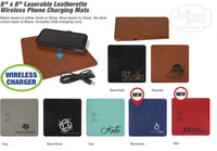 Personalized Leatherette Wireless Charging Mat for phones or other small wireless charging devices