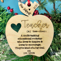 Teacher Apple Heart Definition Personalized Ornament