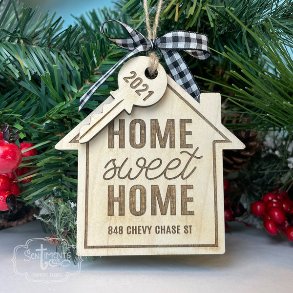 Home Sweet Home Ornament - with key