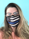 Thin Blue Line American Flag Print Cloth Face Mask