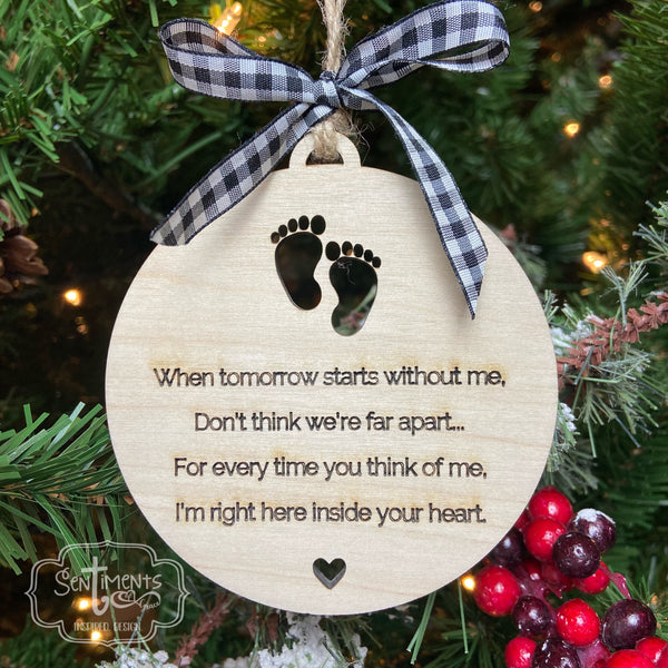 Baby Footprints Memorial Ornament - When tomorrow starts without me