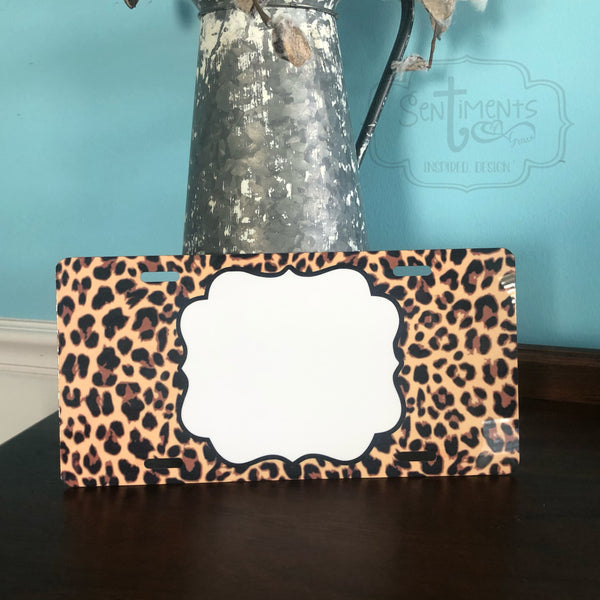 Leopard License Plate with Monogram